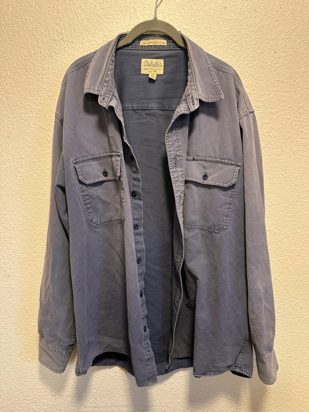 Cabela's Men's Lightweight Button-Front Shirt Jacket in Faded Blue